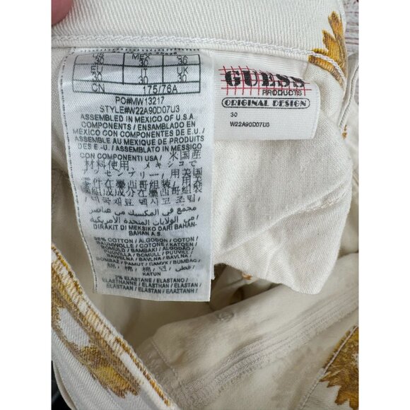 Guess 30th Anniversary Sunflower Print‎ Jeans Women's Size 30 White NEW - Picture 10 of 15
